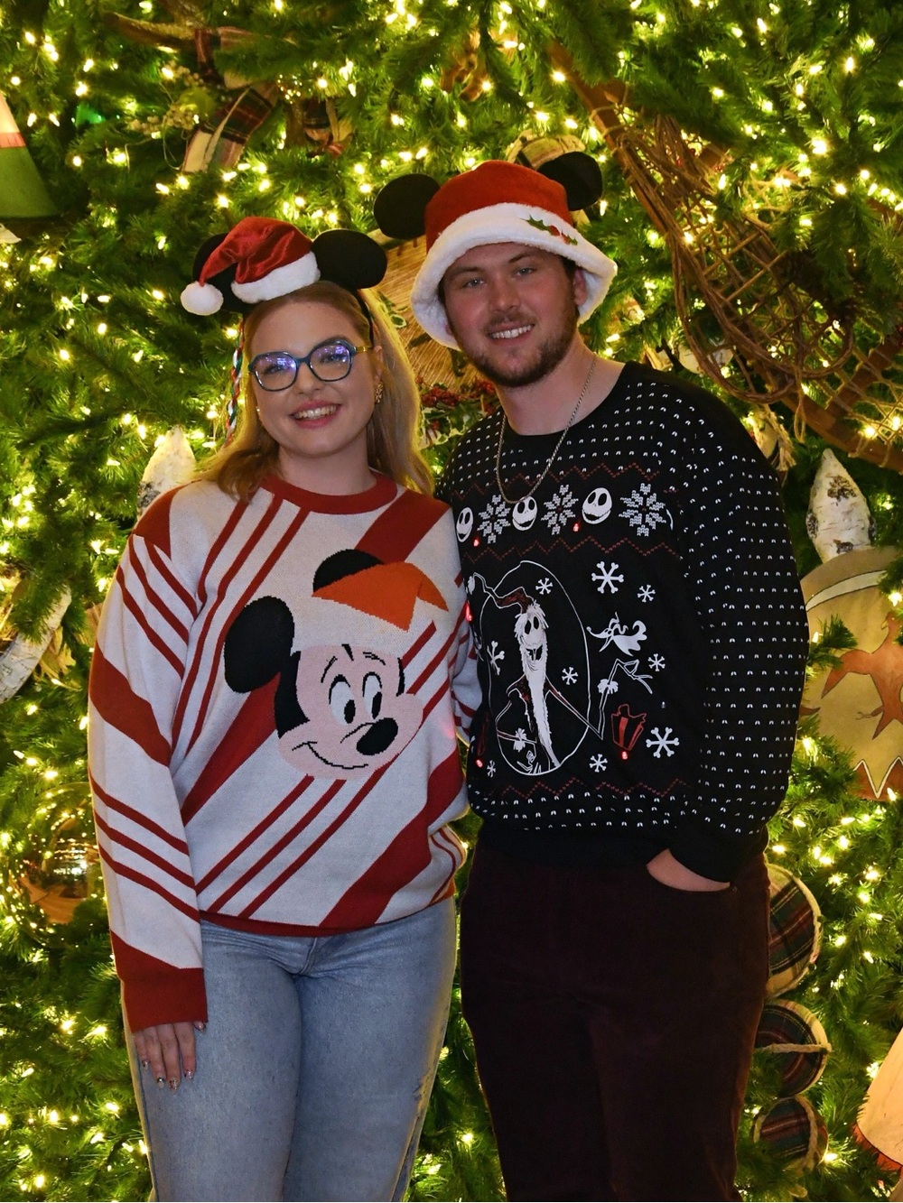 Disney Red & White Mickey Striped Holiday Cardigan